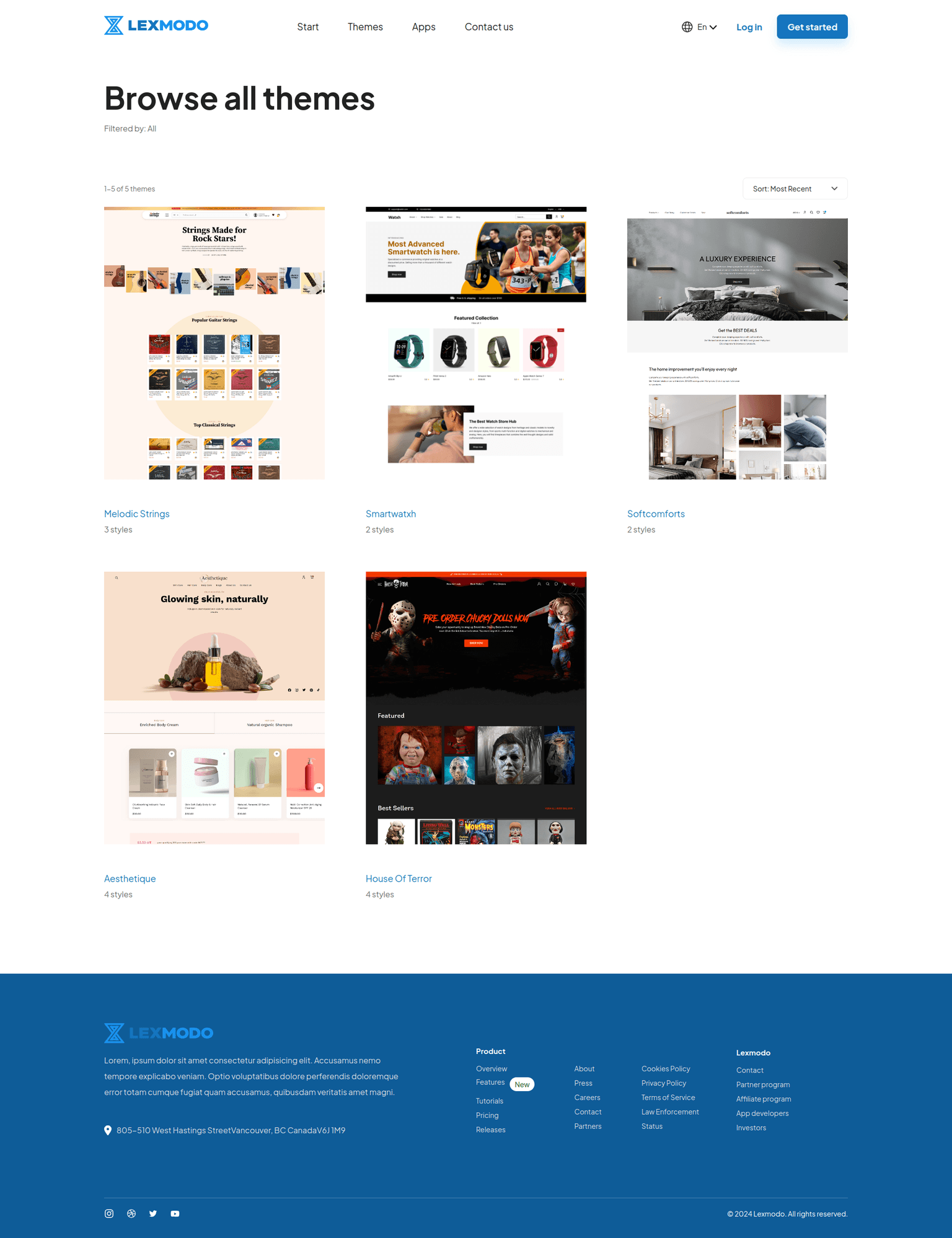 Lexmodo Themes page