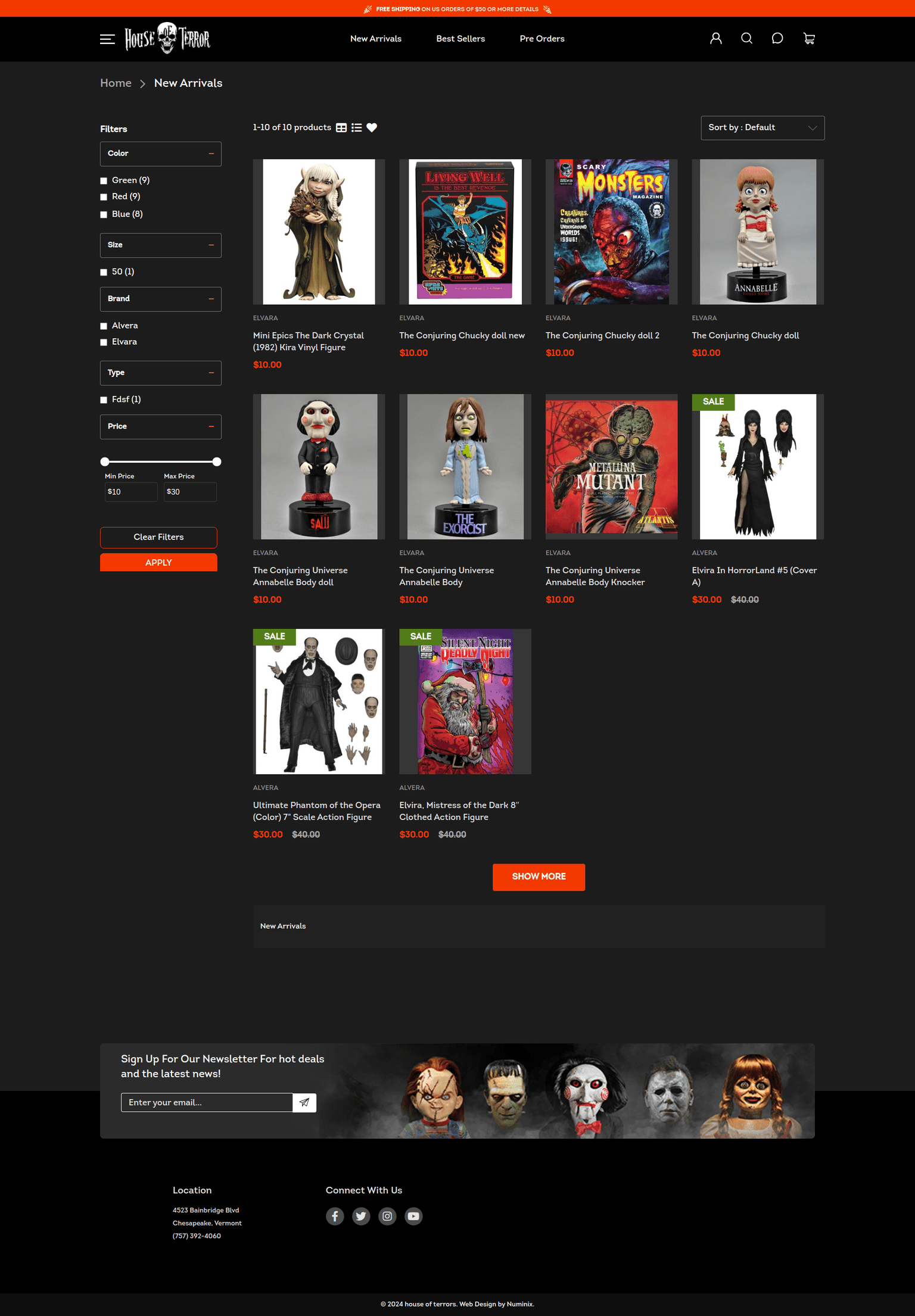 House of terror product listing page